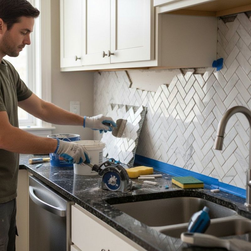 Tile Backsplash Installation detail